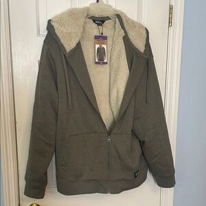 Eddie Bauer Olive Teddy Jacket with Sherpa Lining